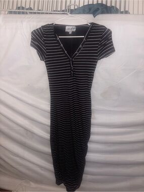 J for Justify Black & White Striped Maxi Dress